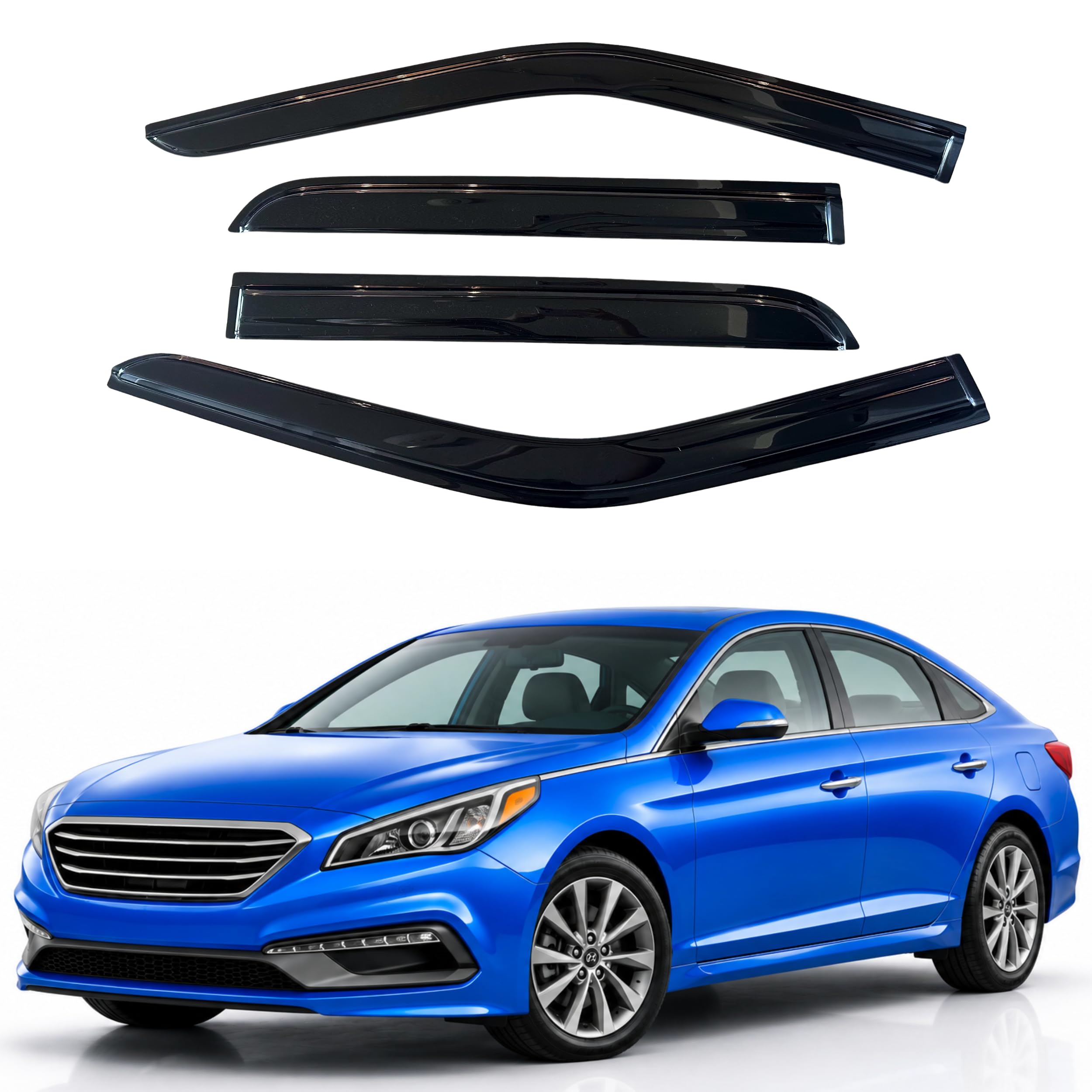IG Window Visors Fit for 2015-2019 Hyundai Sonata, Out-Channel Rain Guards Vent Wind Deflectors 4PC, Car Accessories for 15-19 Sonata