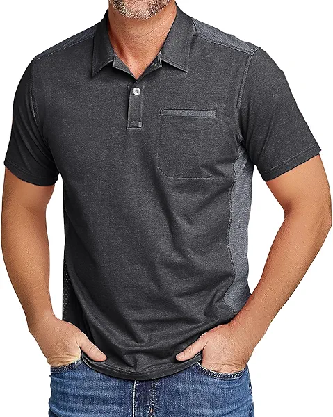 SWISSWELL Polo Shirts for Men with Pocket Short Sleeve Lightweight Performance Golf Shirt Mesh Summer Casual Shirt Dark Grey XL