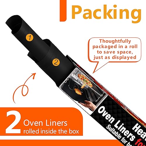 Vista 41 de Paquete de 2 forros de teflón antiadherentes grandes y gruesos, de 17 x 25 pulgadas, sin BPA ni PFOA, para la parte inferior de horno eléctrico