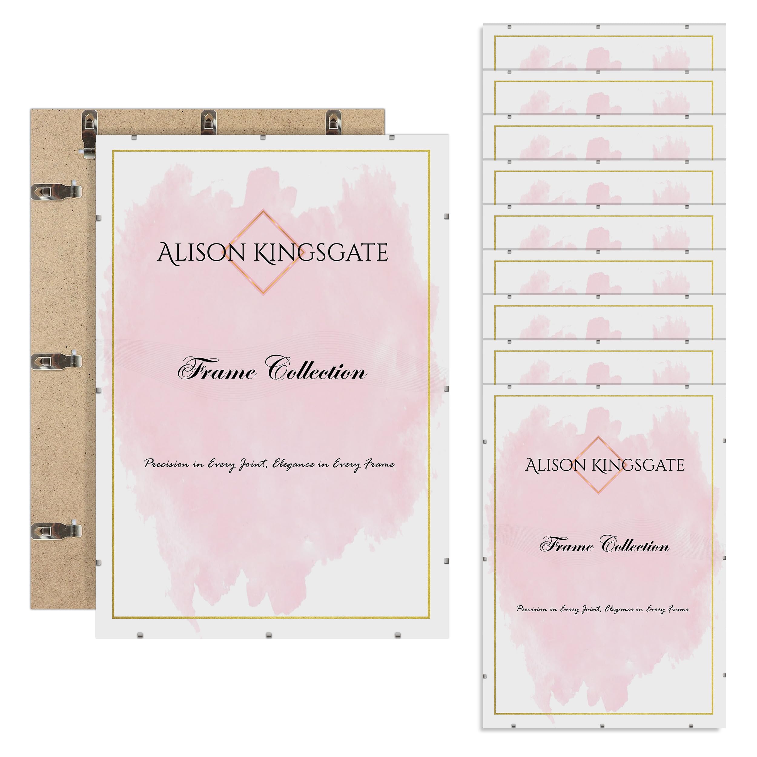 Alison Kingsgate 30X20 Clip Frame (Pack of 10)- Frameless Picture Frame with Shatter-Resistant Perspex & Sturdy MDF Back- Borderless Clip Photo Frame for Posters, Certificates, Art & Wall Decor — image 1