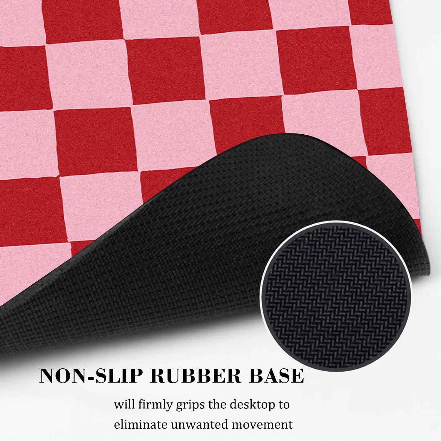 Pink Red Checkered Mouse Pad Cute Pattern Aesthetic Girly Retro Mousepad Desk Mat Groovy Rectangular Washable Medium Office Computer Laptop Travel Portable Wireless Gaming Accessories Decor image 2