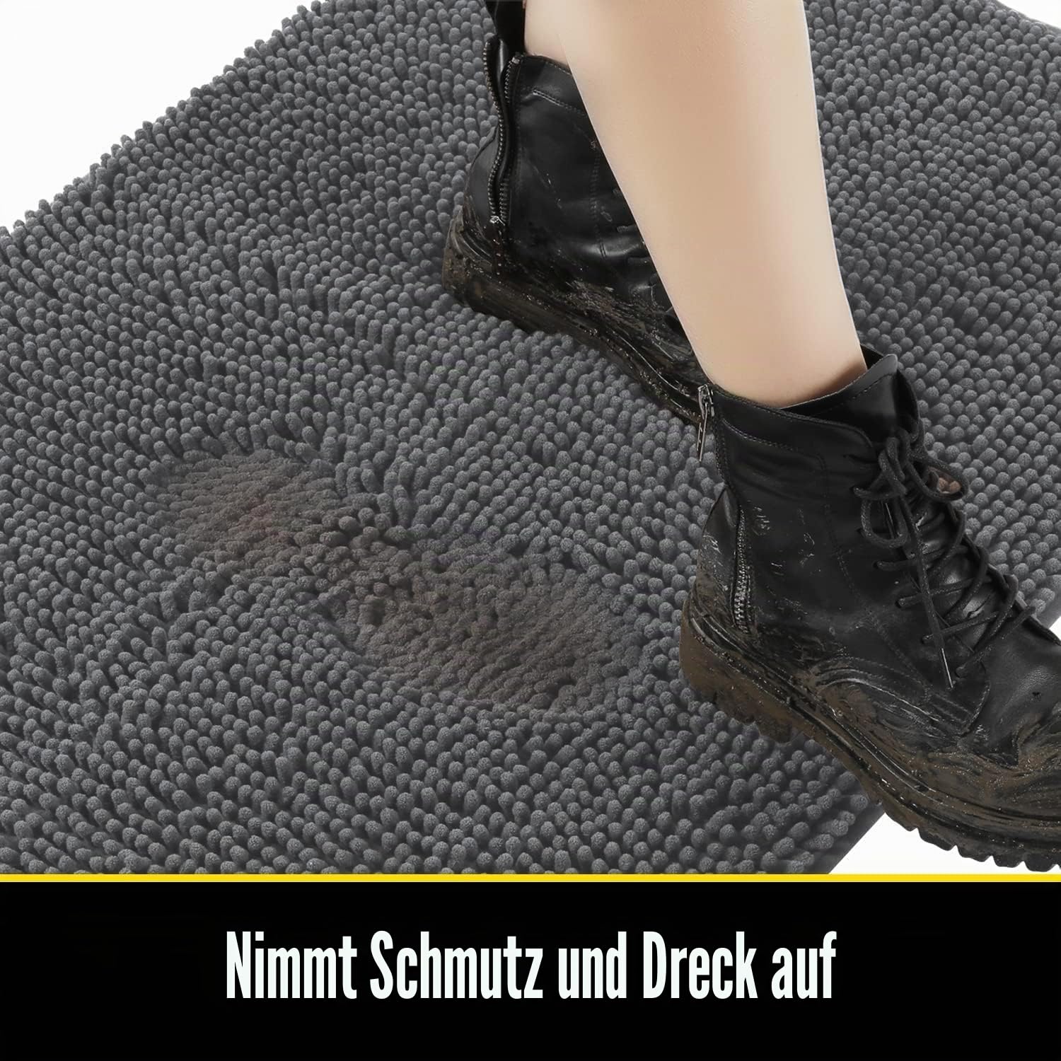 Saugfähige Chenille Fußmatte für den, rutschfeste Badematte, schlammiger Hund, waschbare Matte, schnell trocknende 60x150cm Grau