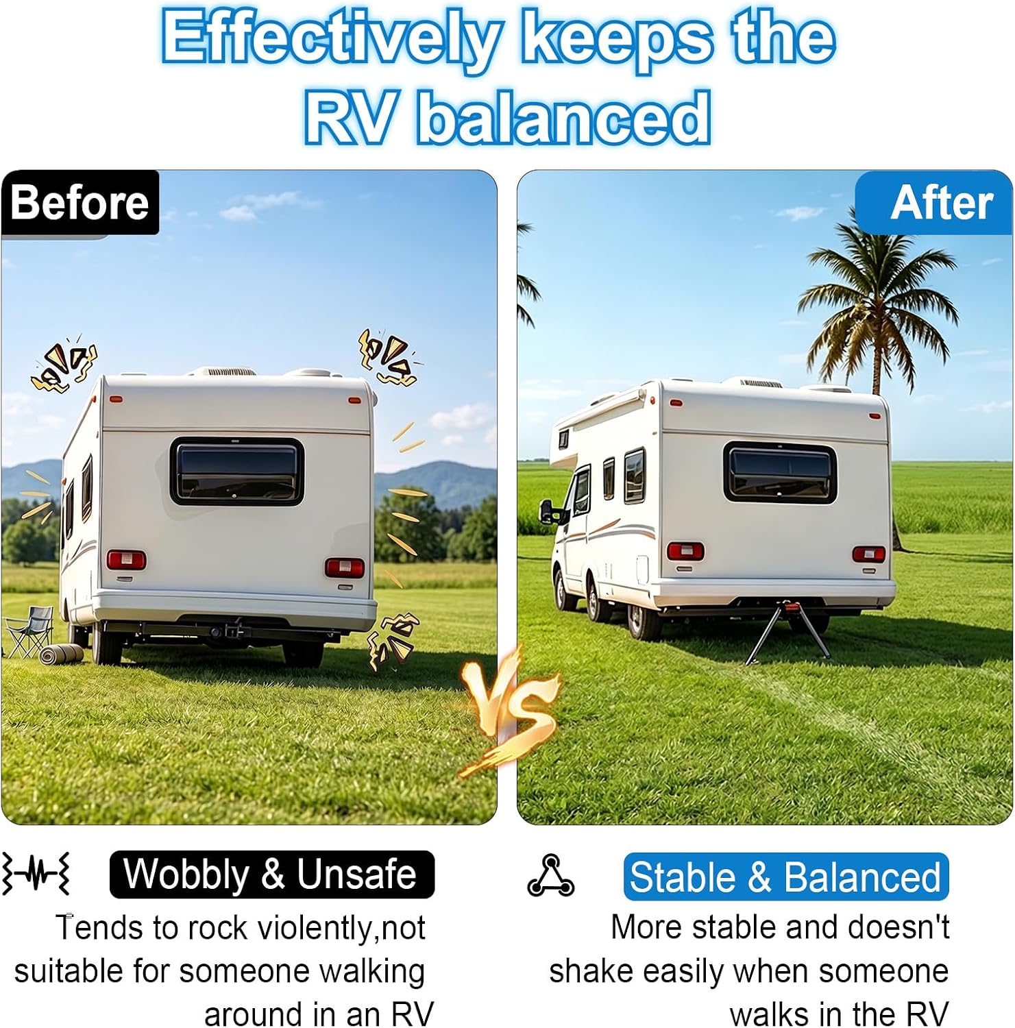 Universal RV Stabilizer, Heavy-Duty Stabilizer Jacks,Adjustable I-Beam Mount Camper Stabilizer, 5th Wheel Stabilizer for Travel Trailer Anti-Sway 17"-35"