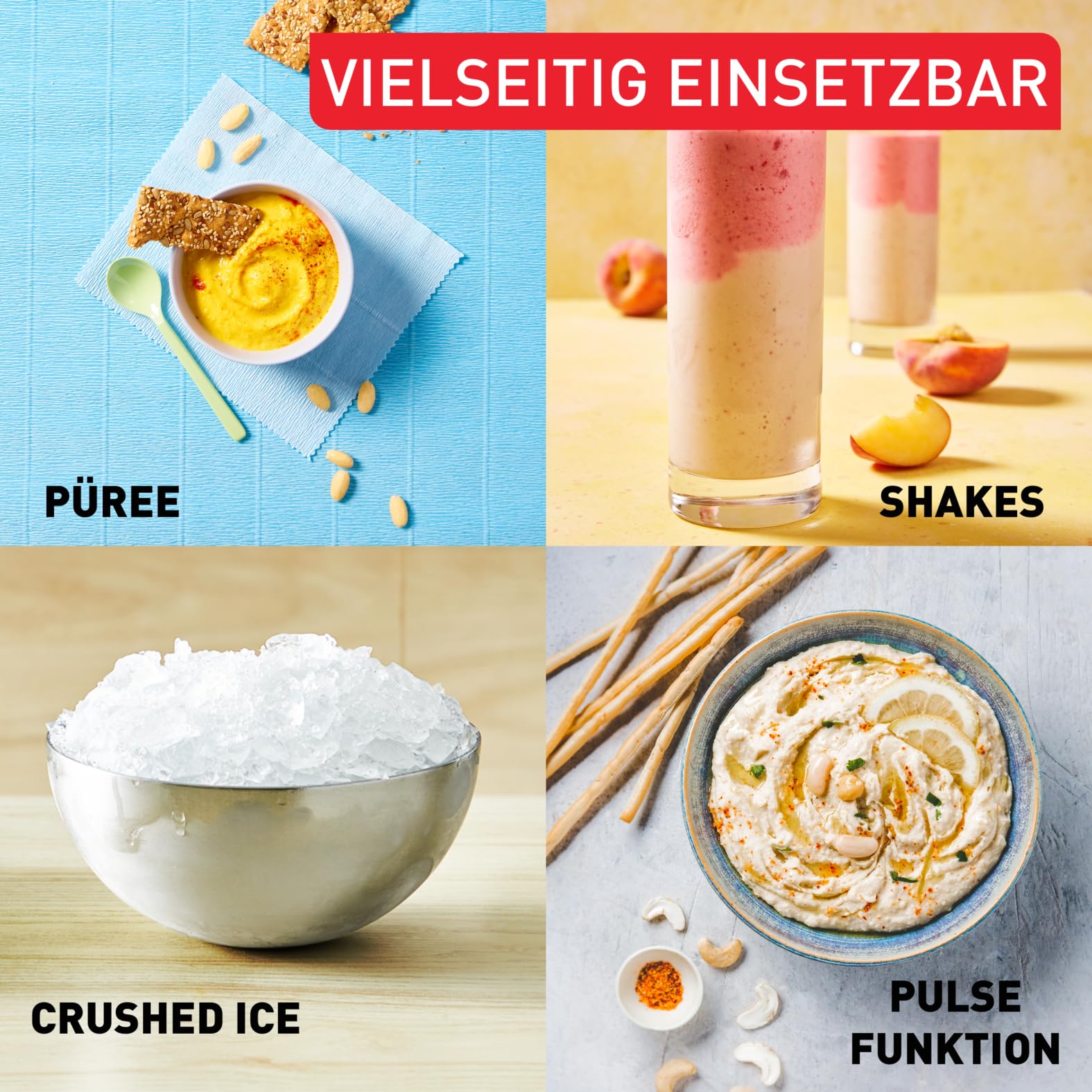 Tefal Blendforce 2 Standmixer, 800 Watt, Powelix-Technologie, stoßfester 1,75 L Behälter aus Thermosglas, Mixer mit Luftkühlsystem, einfache Reinigung, Behälter spülmaschinengeeignet, Schwarz, BL4358