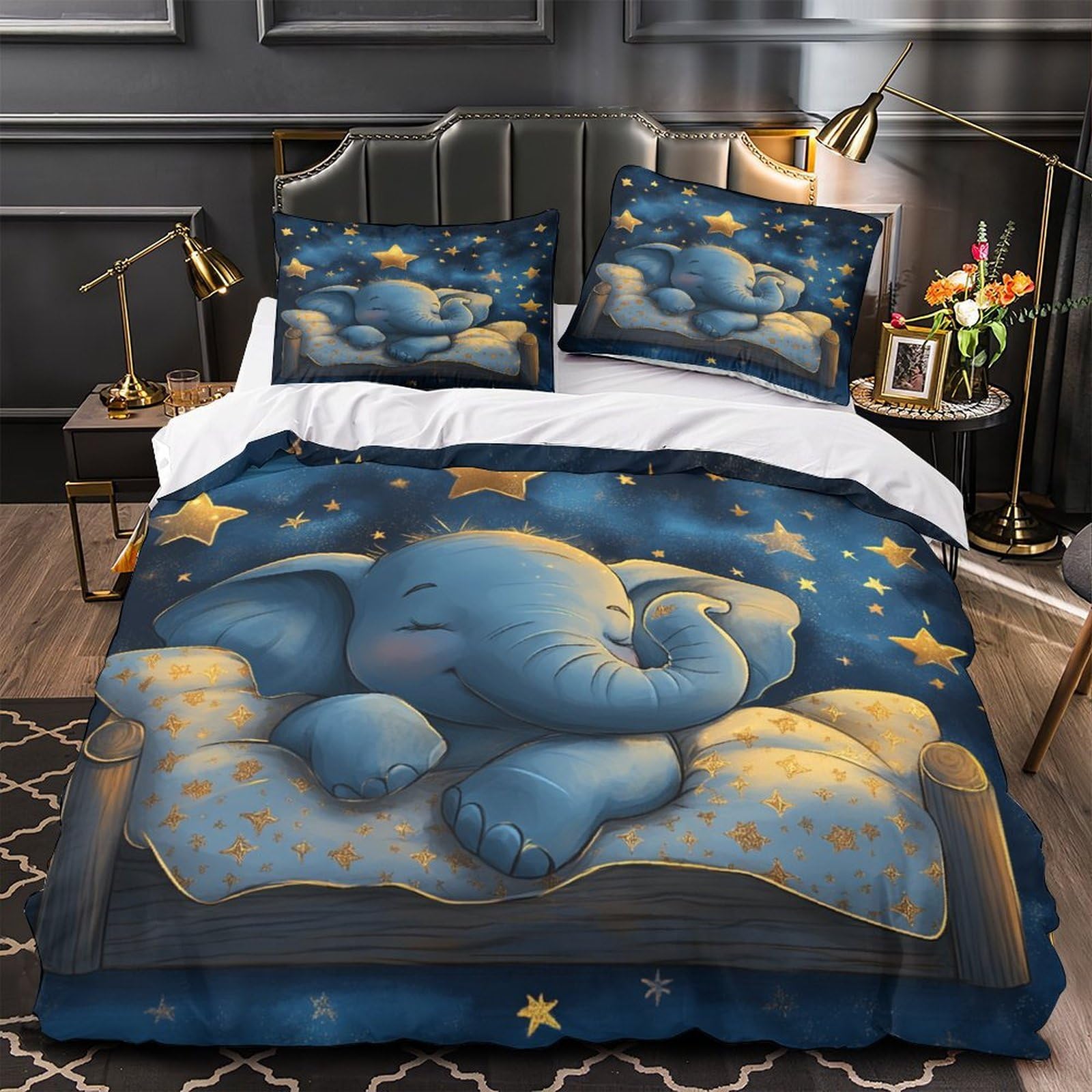 Housse de couette éléphant pour une déco de chambre cosy en couple