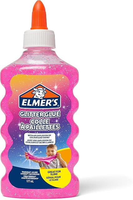 Elmer's PVA Glitter Glue | Pink | 177 mL | Washable and Kid Friendly | Great for Making Slime and Crafting