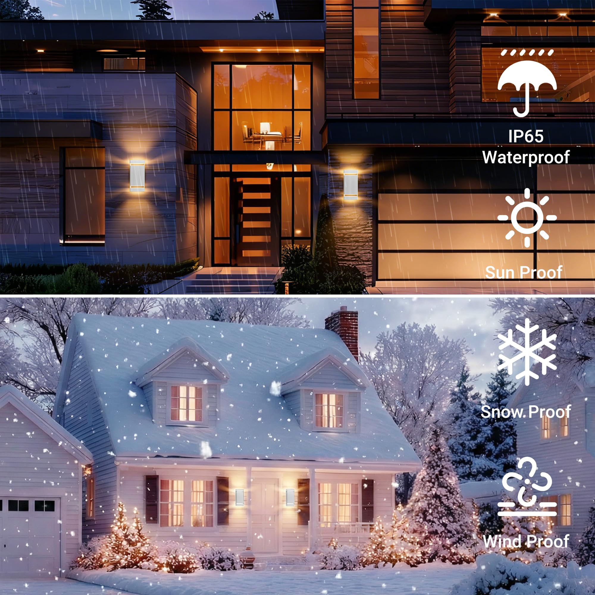 Aipsun LED Lampada da esterno, Applique da esterno GU10 Up Down 3000K bianco caldo | IP65 Applique per interni/esterni, balcone, giardino, garage e corridoio|Bianco