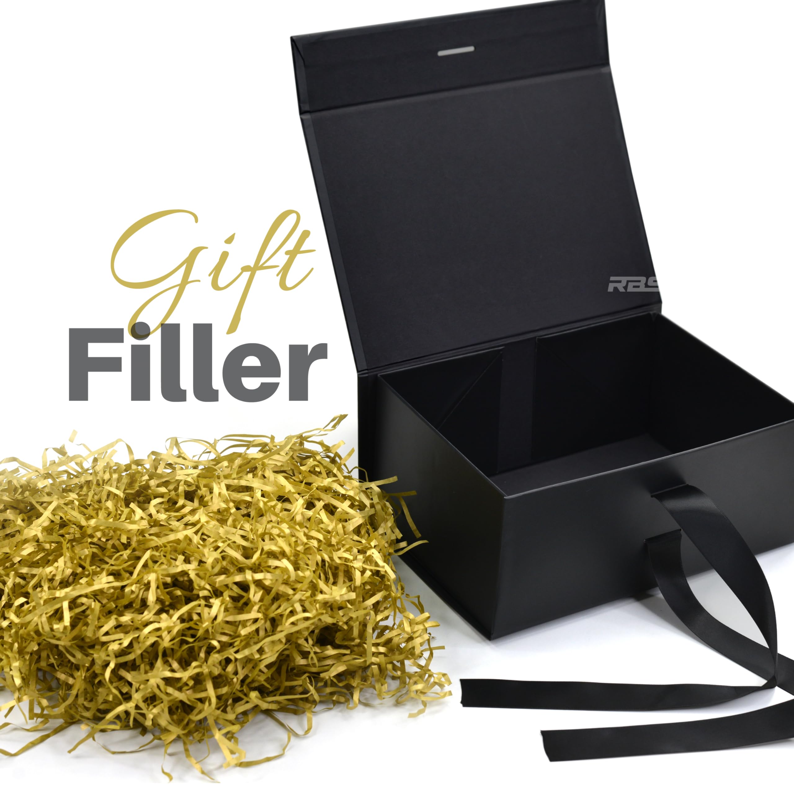 Black Gift Box with Golden Filler - Gift Hampers & Packaging -3