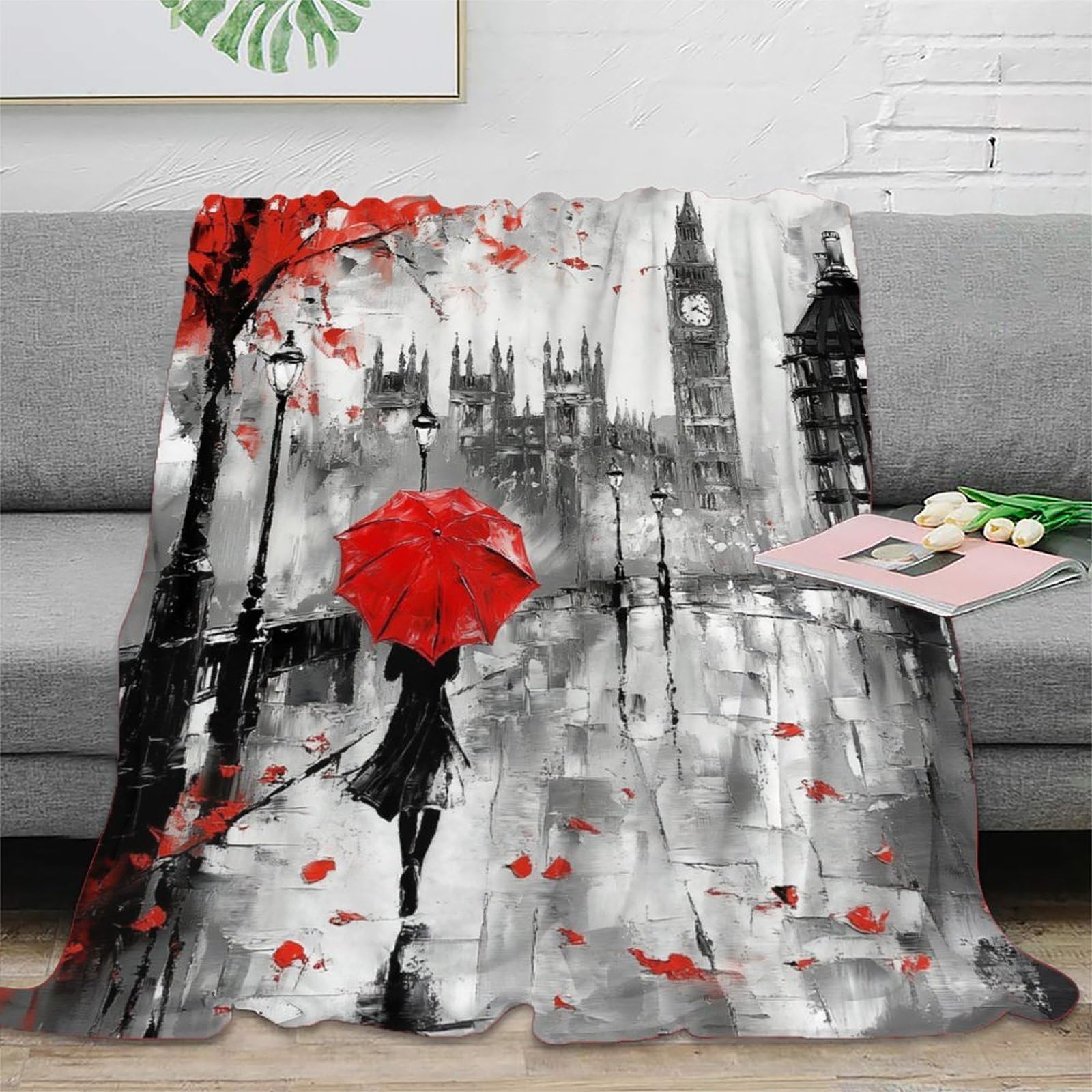 Plaid salon London aquarelle 150x200cm pour réchauffer vos soirées gaming