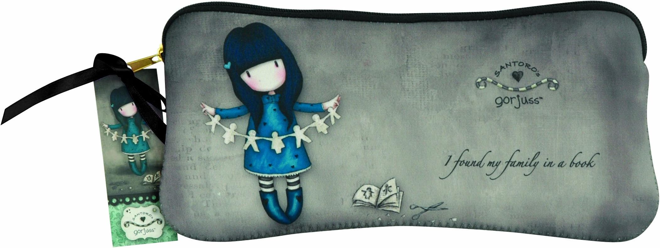 Gorjuss Neoprene Zippered Pencil/Cosmetic Case, Family in a Book (GJ27103)