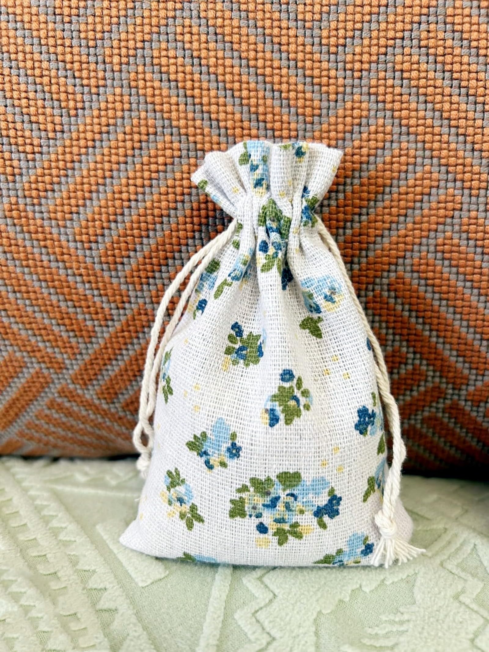 Sanrich 20 Pack Floral Burlap Drawstring Bags 4 X 5.5 Inch