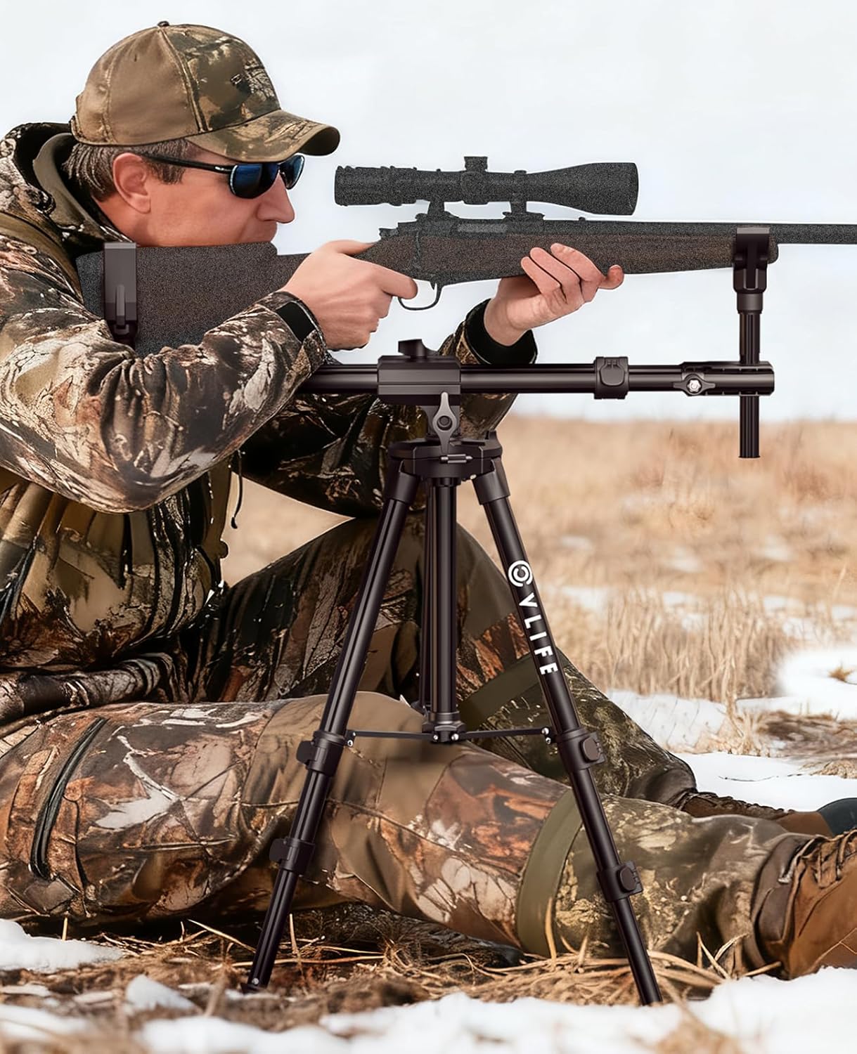 CVLIFE Hunting Rests Shooting Tripod Rifle Hunting Gun Tripod, with Dual Frame and Flexible Orientation, Provide Max Stability for Ground Blinds Shooting Outdoors - Image 8