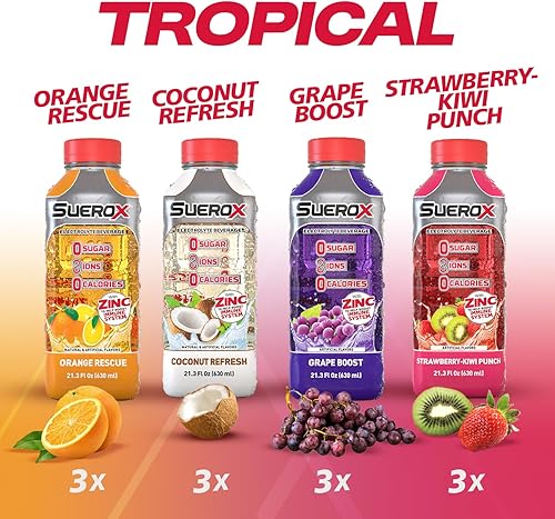 Miniatura 2 de SUEROX Bebida electrolítica cero azúcar para hidratación y recuperación paquete tropical 21 onzas líquidas 12 unidades