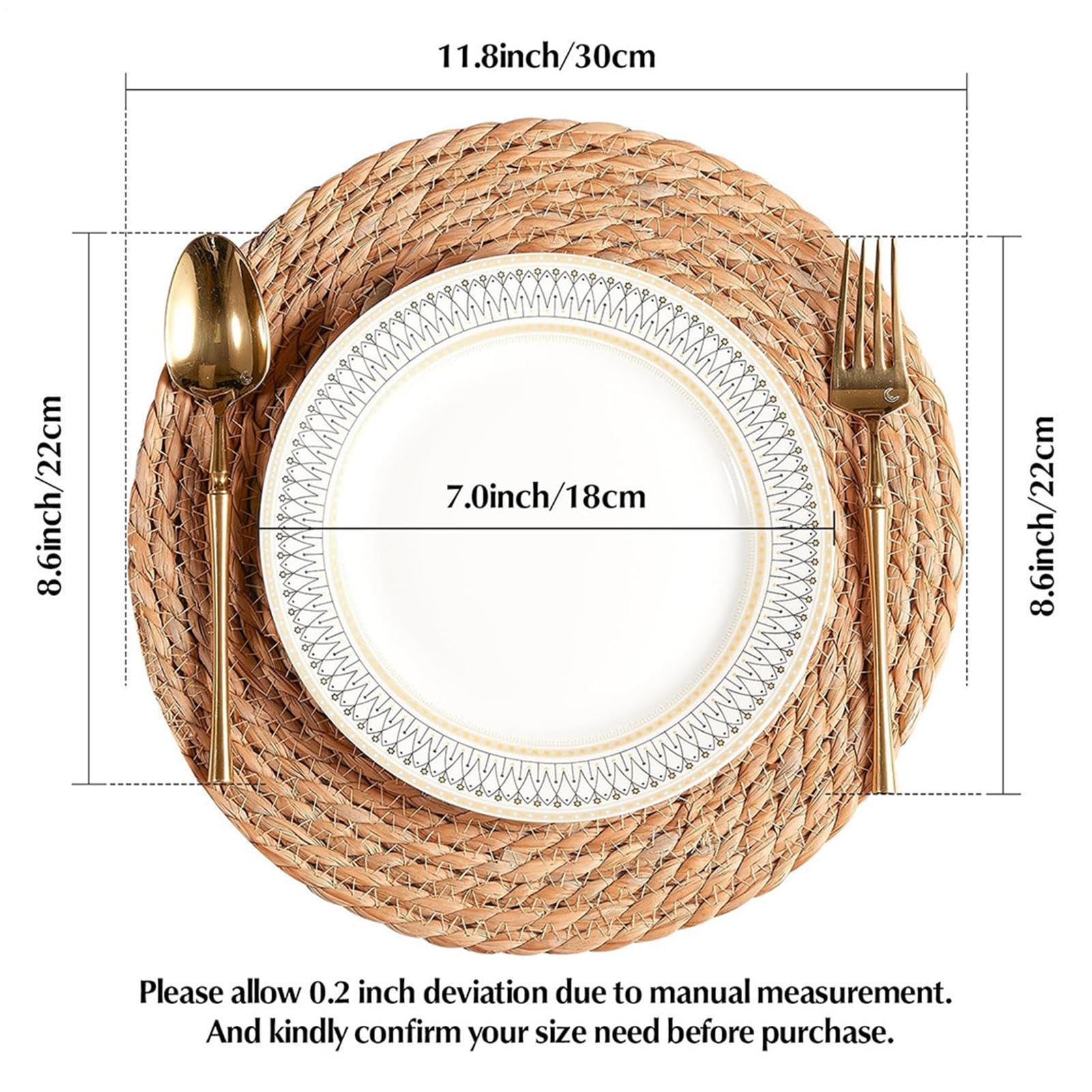 Tovaglietta In Rattan 6 Pezzi 30 cm Rattan Intrecciato A Mano Decorazioni | Sottopiatto Esterno Tavolo Giardino Patio Per Cucina Casa Patio Giardino Cortile Picnic Campeggio Matrimonio Fe