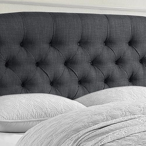 Miniatura 8 de Rosevera Torrey - Base de cama con plataforma con respaldo de alas, cabecera capitoné de altura ajustable, marco de cama tapizado de tela, soporte