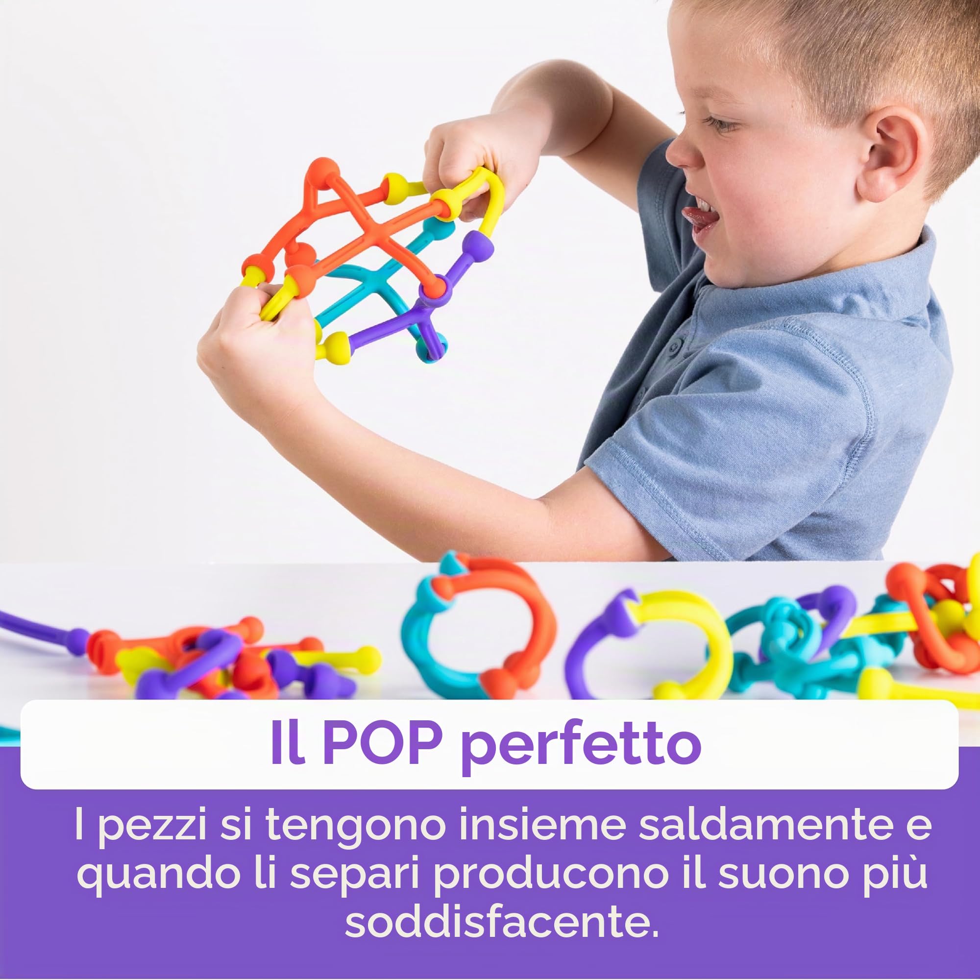 Fat Brain Toys Kit Plip | Set di 52 pezzi in silicone flessibile in una varietà di forme, dimensioni e colori | Giocattoli sensoriali per bambini | Giocattoli di costruzione creativi