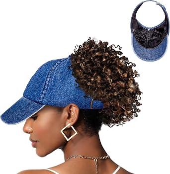 Red by Kiss Satin-Lined Backless Baseball Cap, Comfortable Fit Adjustable Hat for Ponytail Designs Fashion Denim