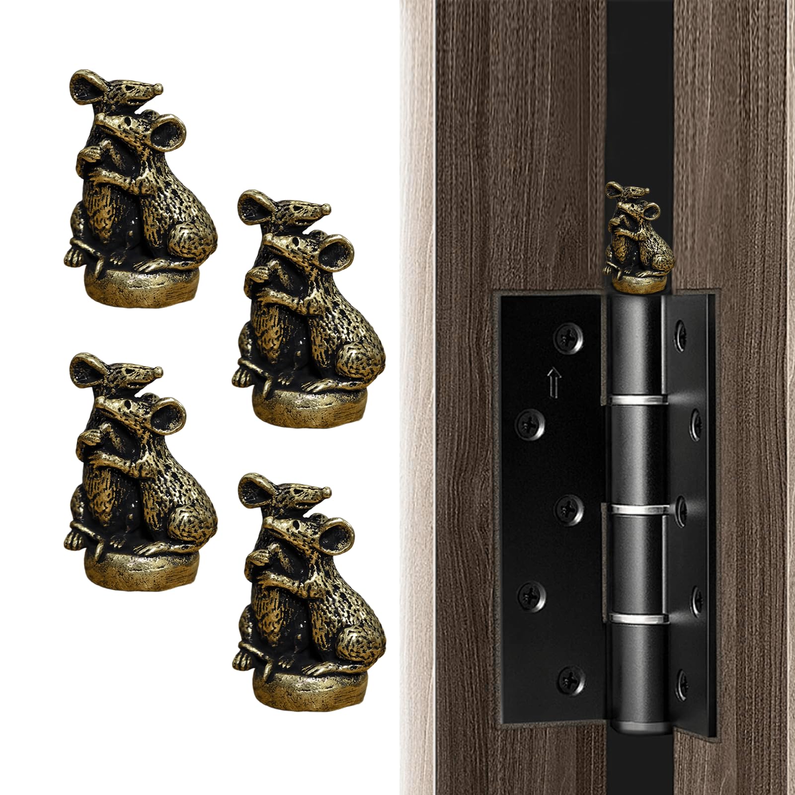 WLHYHH Hinge Heads Decorative Topper Cat Gargoyle Magnet Door Hinge Topper Home Decoration (Mouse 4)