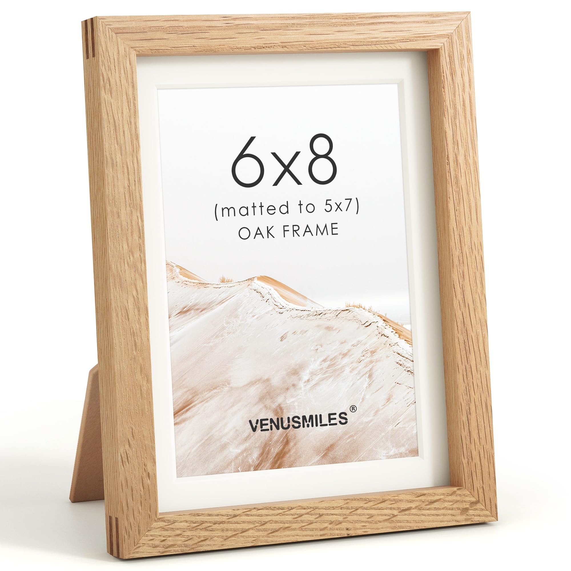 6x8 Picture Frame, USA-Sourced Natural Oak Wood Photo Collage Frame