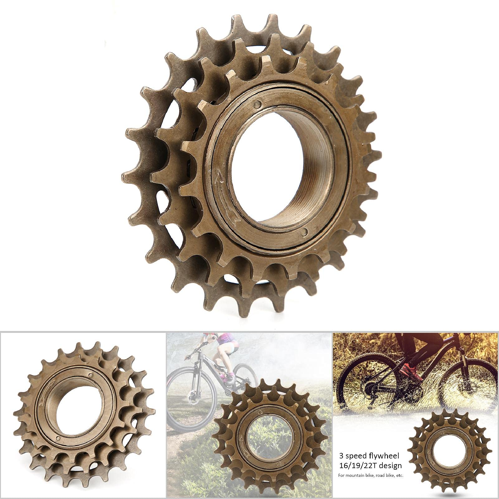 Amazon | スプロケット, 16 19 22T メタル 3 スピード 自転車 ギア