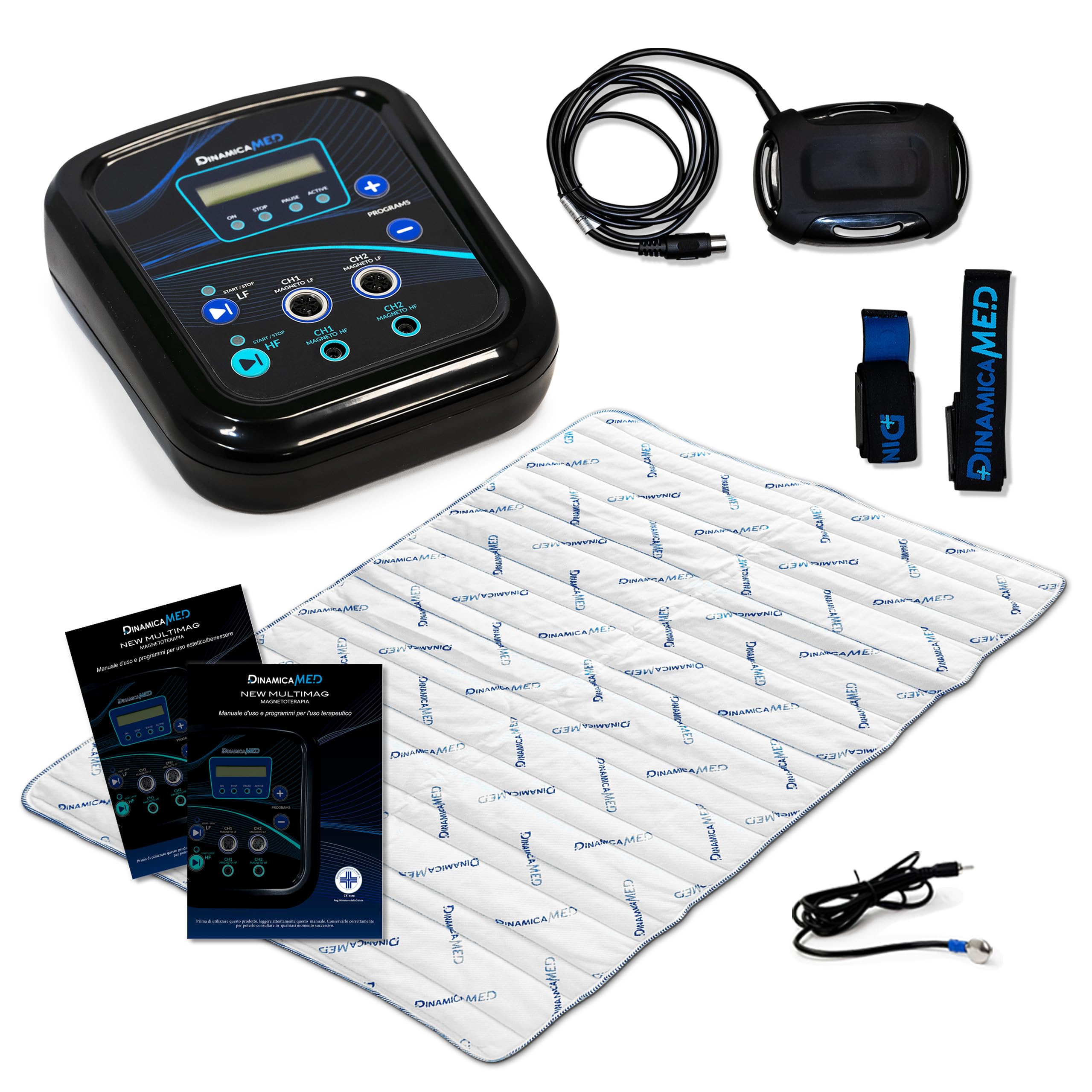 Dinamicamed New MultiMag PRO 10.0 Apparecchio per Magnetoterapia, Magnetoterapia con 1 Diffusore in Bassa Frequenza (LF) 1 Diffusore in Tessuto ad Alta Frequenza 160 * 190 (HF)