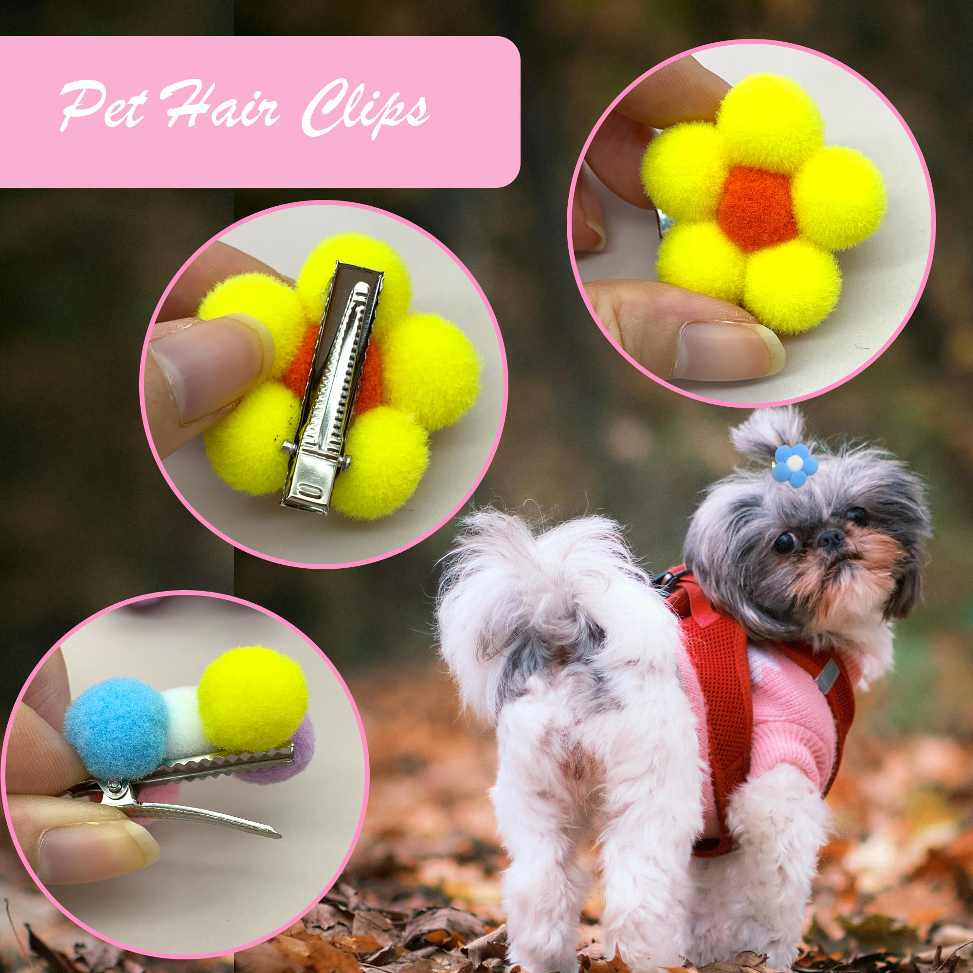 DHER 10 Pieces Dog Hair Clips Pet Hair Bows Pet Hair Clips Small Animal Hair Clips Super Cute Dog Headdress Cute Cat and Dog Party Supplies (C) - Image 3