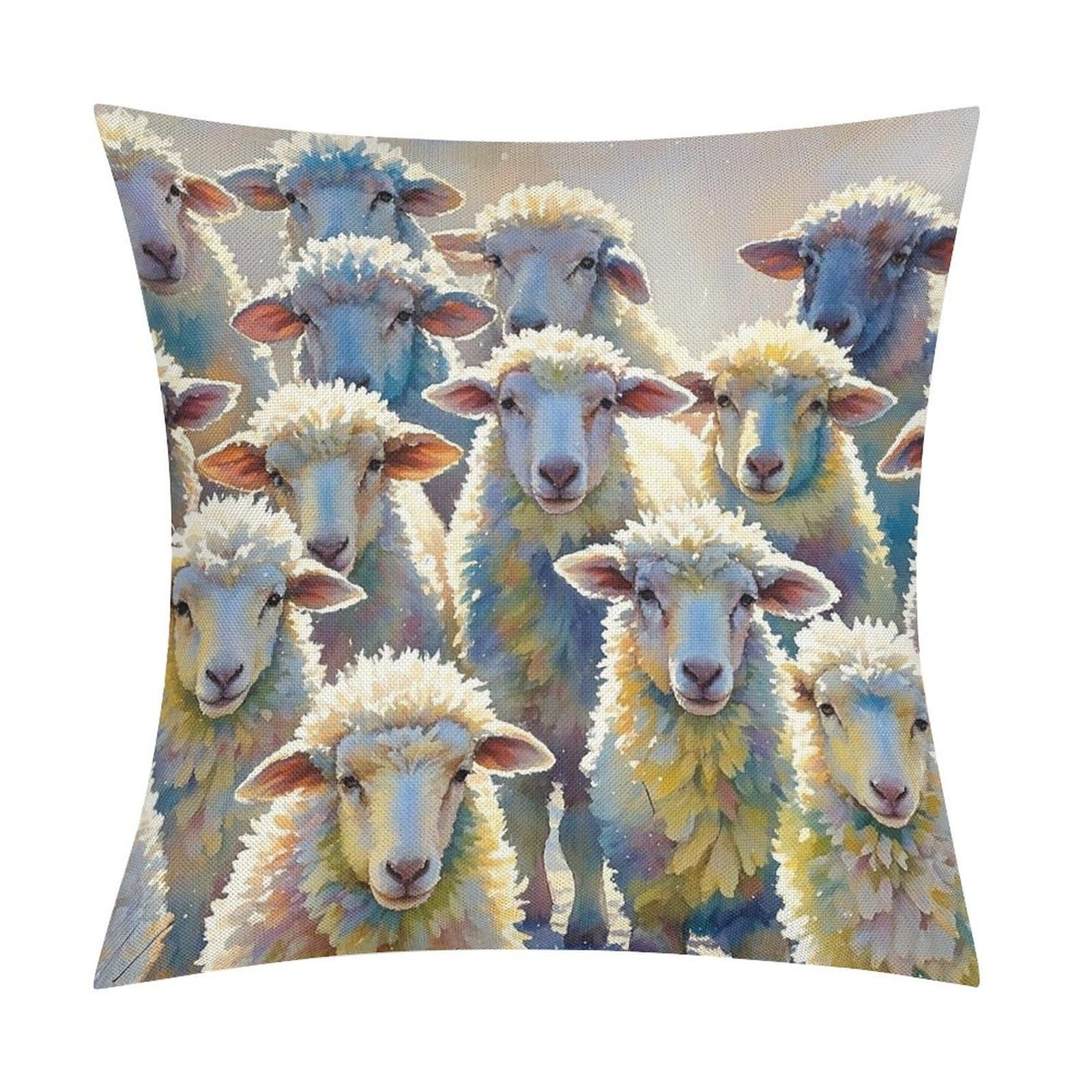 FekiLoot Watercolor Sheeps Throw Pillow Cover Soft Square Cushion Case Farmhouse Cushion Cover Decorative Pillow Cover Modern Pillowcase for Sofa Living Room Bed Home Decor 18x18 Inch