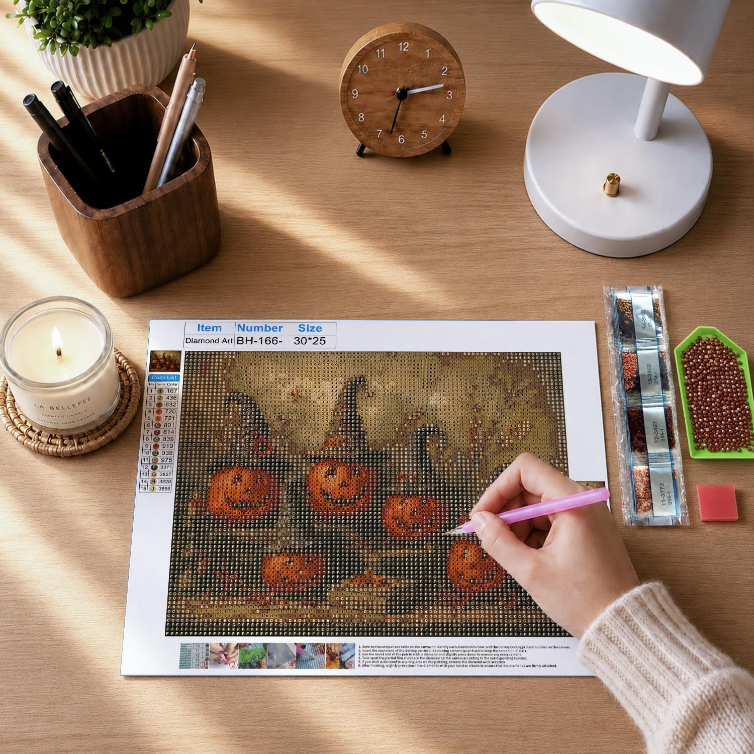 NEGIGA Halloween Witch Pumpkin Diamond Art Kits for Adults, 11.9x9.8 Inch image 4