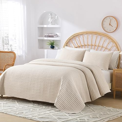 Miniatura 2 de Juego de edredones de tamaño King, reversible, ligero, suave, con 2 fundas de almohada (20 x 36 pulgadas) (blanco, 104 x 90 pulgadas)