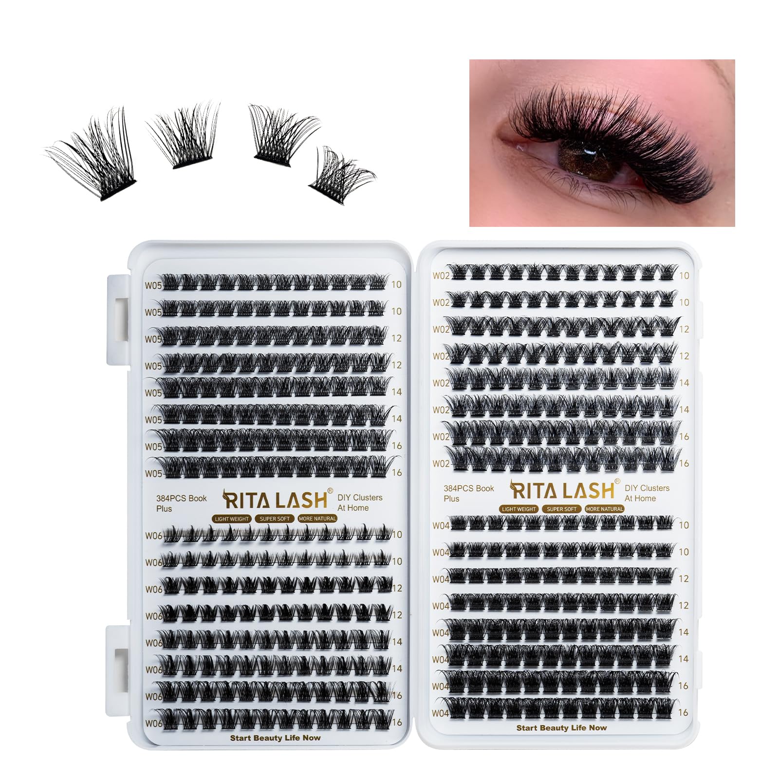 Cluster Lashes DIY Lash Clusters Eyelash Extensions 384PCS 4 Style Eyelash Clusters False Eyelashes Wispy Fluffy Lash Extension Kit Natural Look(384pcs cluster lash only)