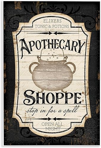 Miniatura 10 de Stupell Industries Apothecary Shoppe - Caldero de poción de bruja con letrero espeluznante de Halloween, diseñado por Jennifer Pugh, 13 x 19