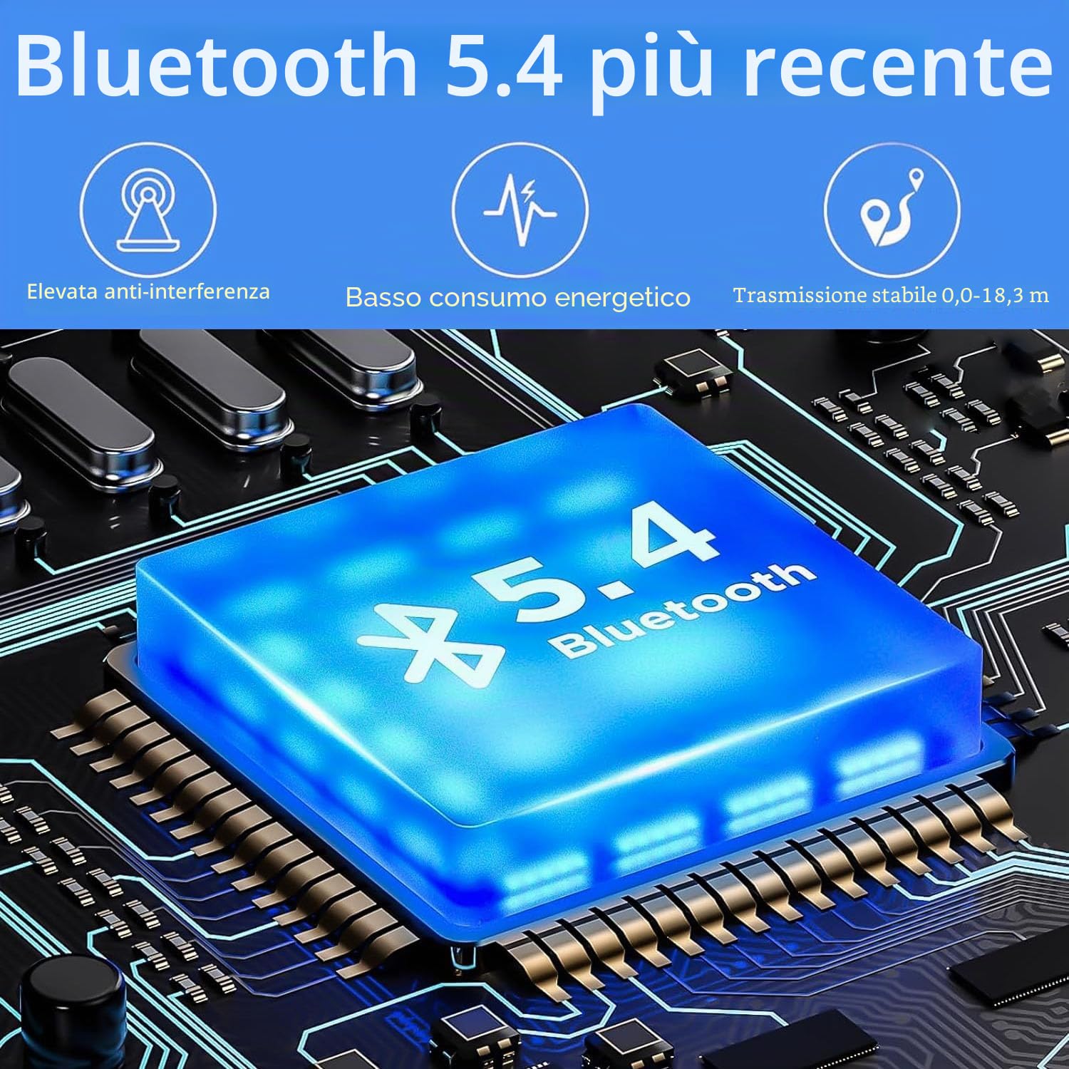 Adattatore Bluetooth 5.4 USB per PC, chiavetta USB Bluetooth 5.4 Dongle EDR per Laptop Desktop Computer, supporta Windows 11/10/8.1/7