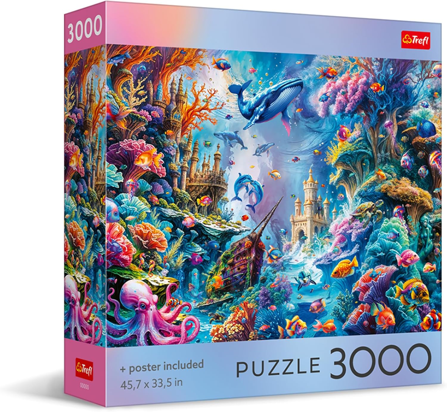Trefl - Square Box - Underwater Life - 3000 Piece Jigsaw Puzzle Red 46"x33" Print, DIY, Creative Fun, Classic Jigsaw for Adults and Children from 15 Years Old
