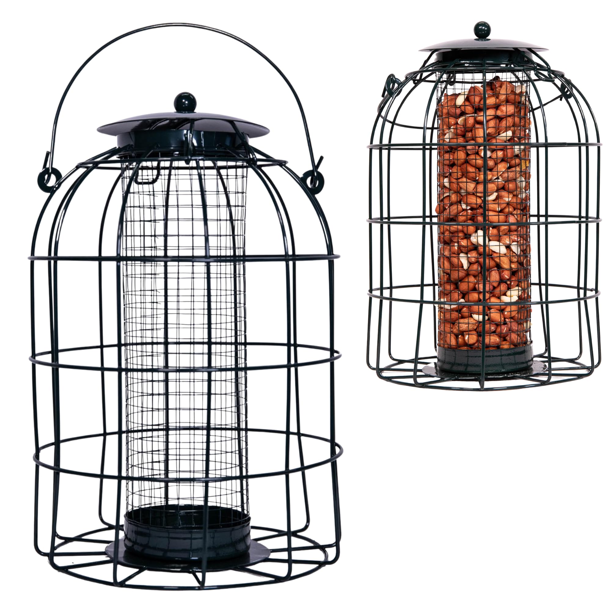 Premium Wild Peanut Bird Feeder with Squirrel Guard - Squirrel & Pigeon Proof Bird Feeders UK - Durable Outdoor Peanut Feeders for Birds with Pack Size-2