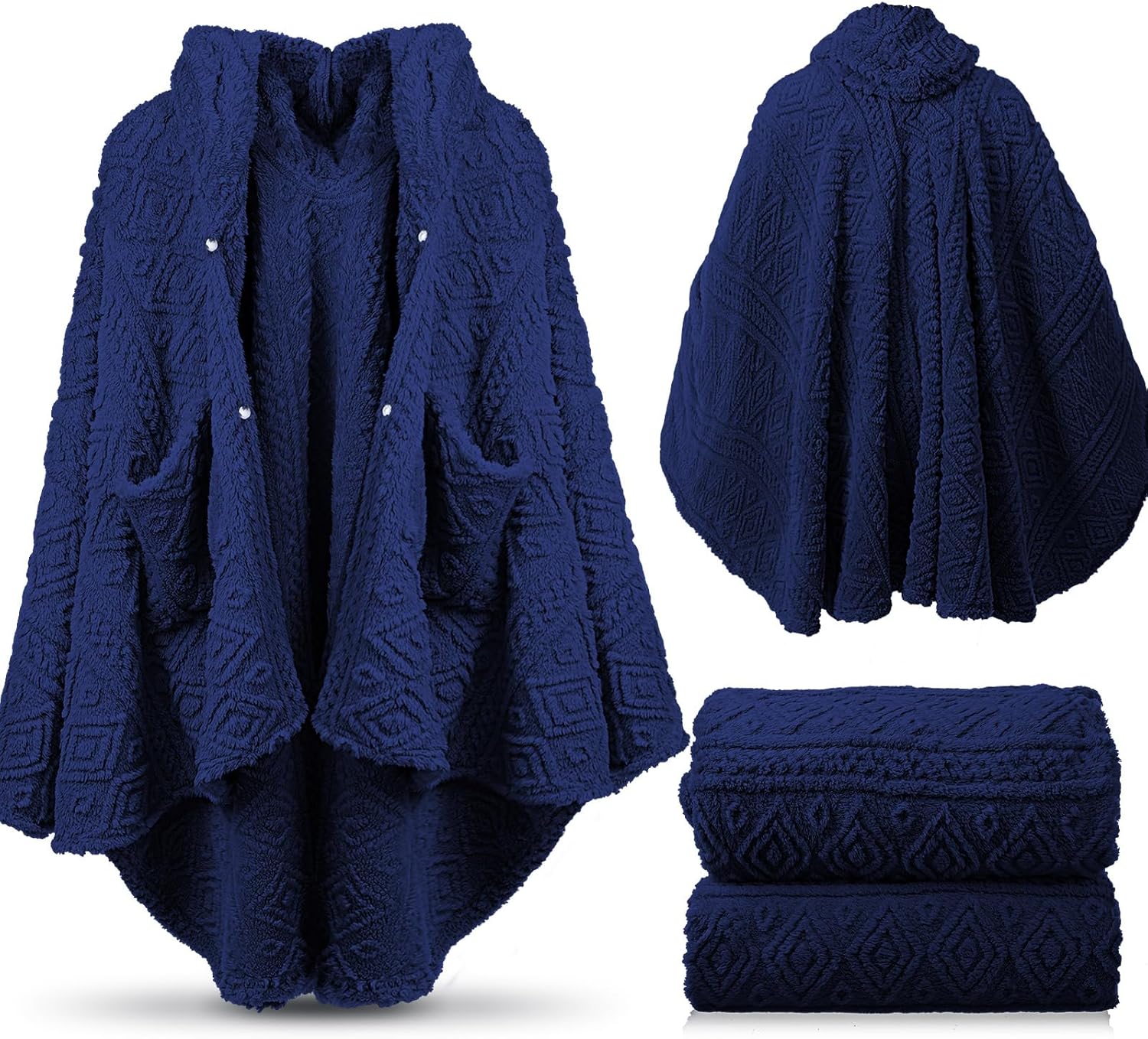 2 Pcs Wearable Blankets Sherpa for Women Birthday Gifts Mother's Day Gifts for Mom Shawl Cozy TV Throw Hooded Adults