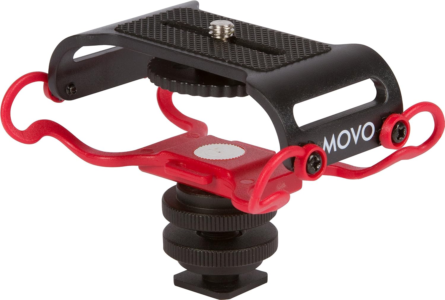 Movo SMM5-R Universal Microphone and Portable Recorder Shock Mount - Fits the Zoom H1n, H2n, H4n, H5, H6, Tascam DR-40x, DR-05x, DR-07x and others with a 1/4" Mounting Screw (Red/Black)