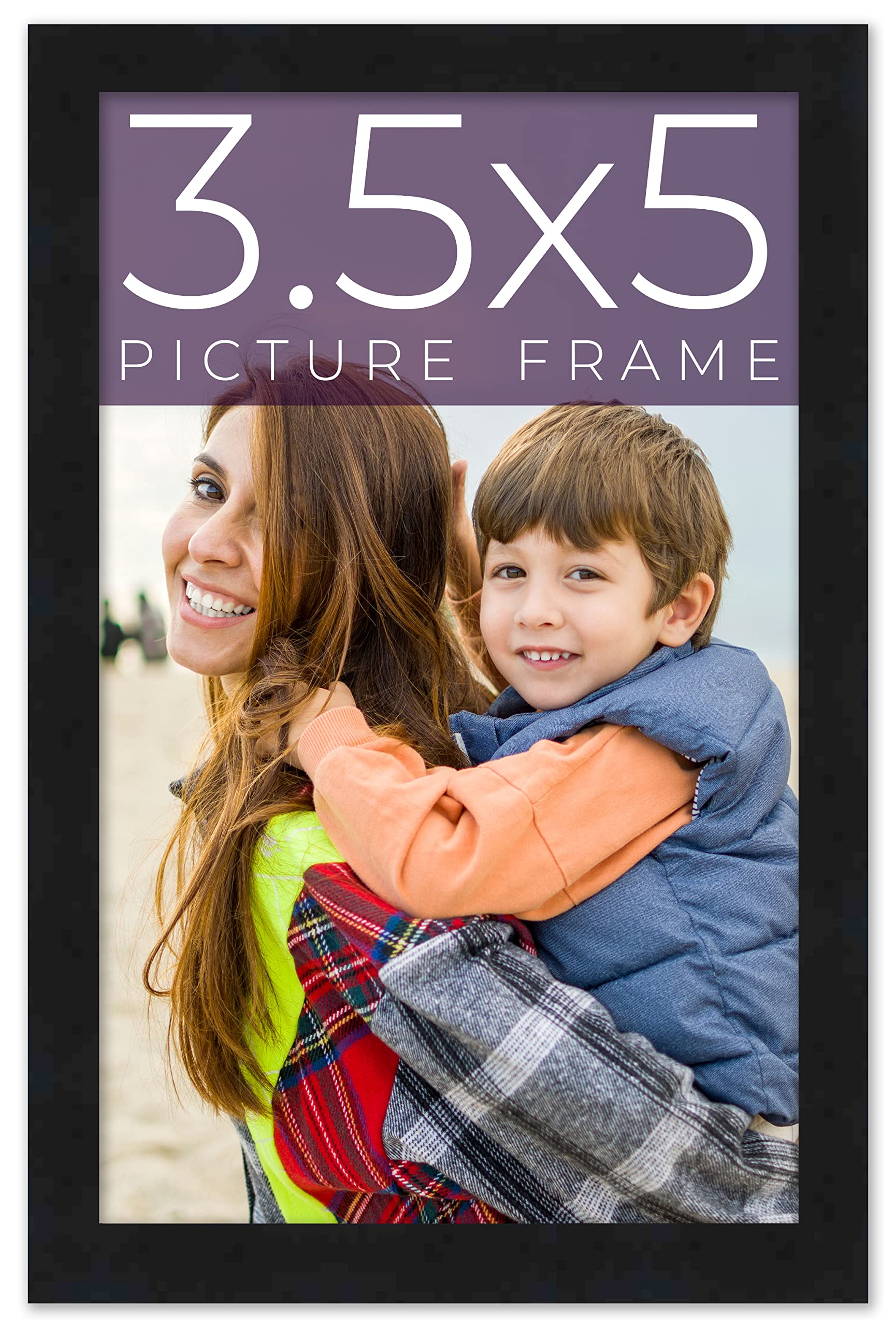 Amazon.com - 3.5x5 Frame Black Real Wood Picture Frame Width 0.75