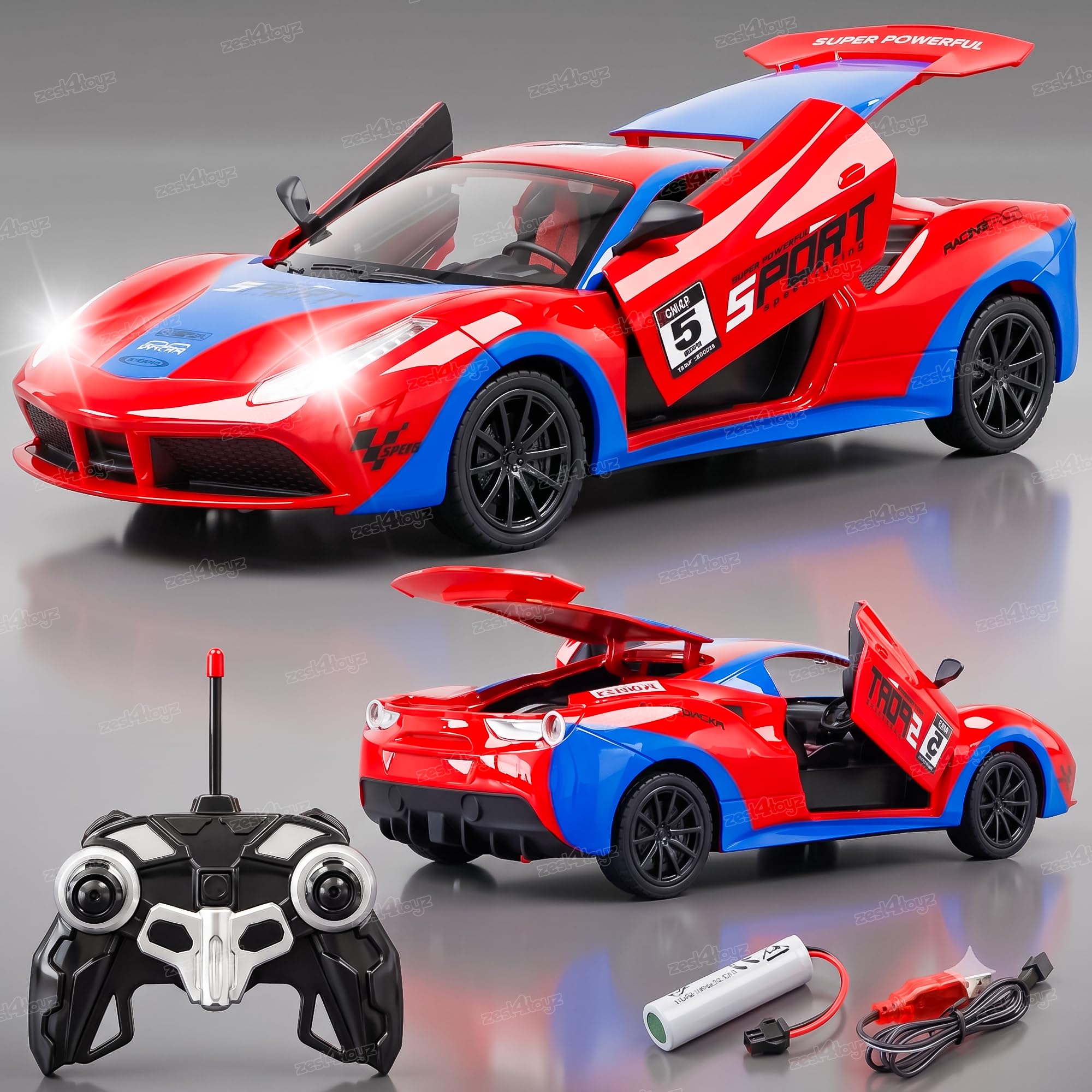 Zest 4 Toyz Remote Control Car Toy for Kids High Speed RC Car with Lights & Sound Rechargeable RC Drift Car Racing Car for Boys and Girls (Multicolor)-image-15