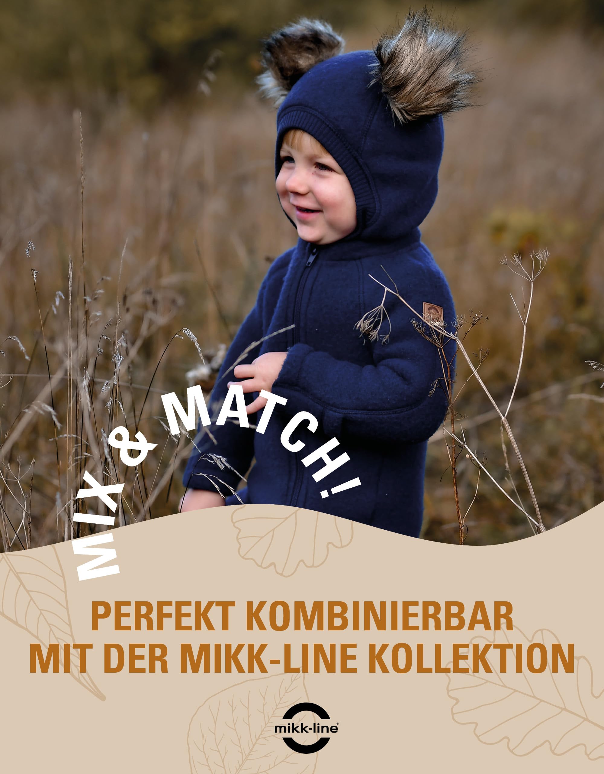 Mikk-line Schlupfmütze Baby Mit Pom Pom, Warme Sturmhaube, Wollmütze | 84% Merinowolle, wärmt ohne zu kratzen, temperaturregulierend, schützt Kopf, Hals & Nacken, abnehmbarer Pom-Pom, OEKO-TEX