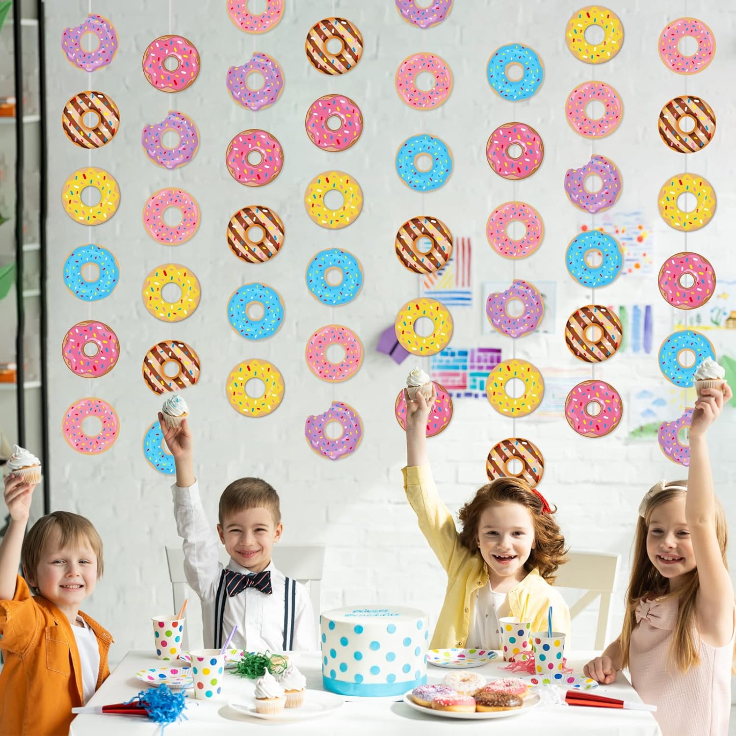 12 Packs Donut Birthday Party Banners Donut Decorations Doughnut Garland Kit Hanging Swirl Paper Cutouts Grow Up Party Supplies for Baby Shower Party Reveal Home Classroom Decor Favor - Image 7