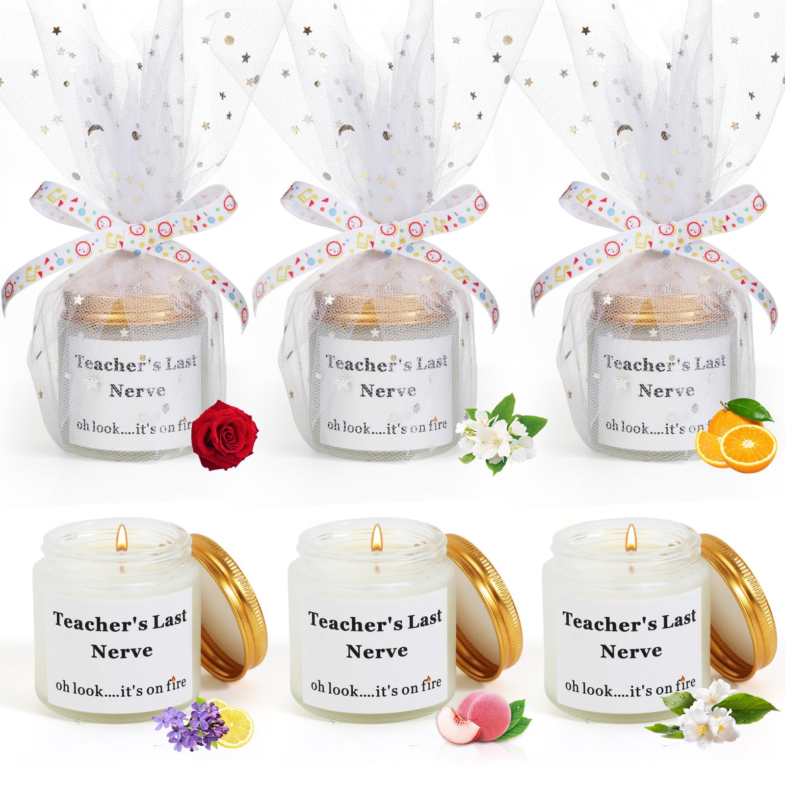 6 PCS Teacher Gifts for Women Teacher Candles Gifts for Women Teacher Appreciation Gifts Bulk Best Teacher Gifts Thank You Gifts for Teacher Back to School Gift for Teacher with Beautiful Candle Ideal