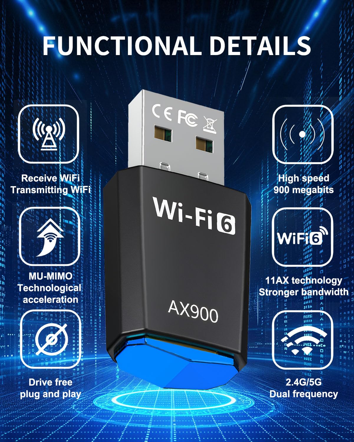 Chiavetta Wifi Per Pc Fisso Adattatore WiFi USB Dual Band 600 Mbps, 2.4 Chiavetta Wifi Per Pc Fisso Adattatore WiFi USB Dual Band 600 Mbps, 2.4
