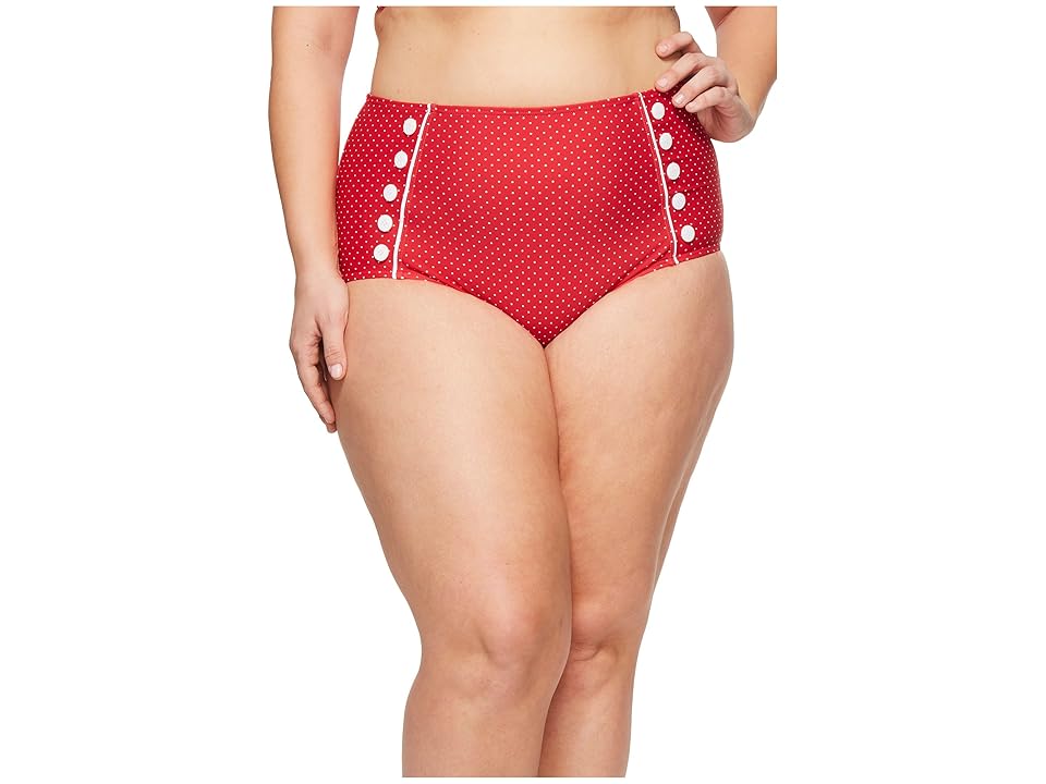 

Unique Vintage Plus Size Phillipa Sailor Bottom (Red/White Pin Dot) Women's Swimwear