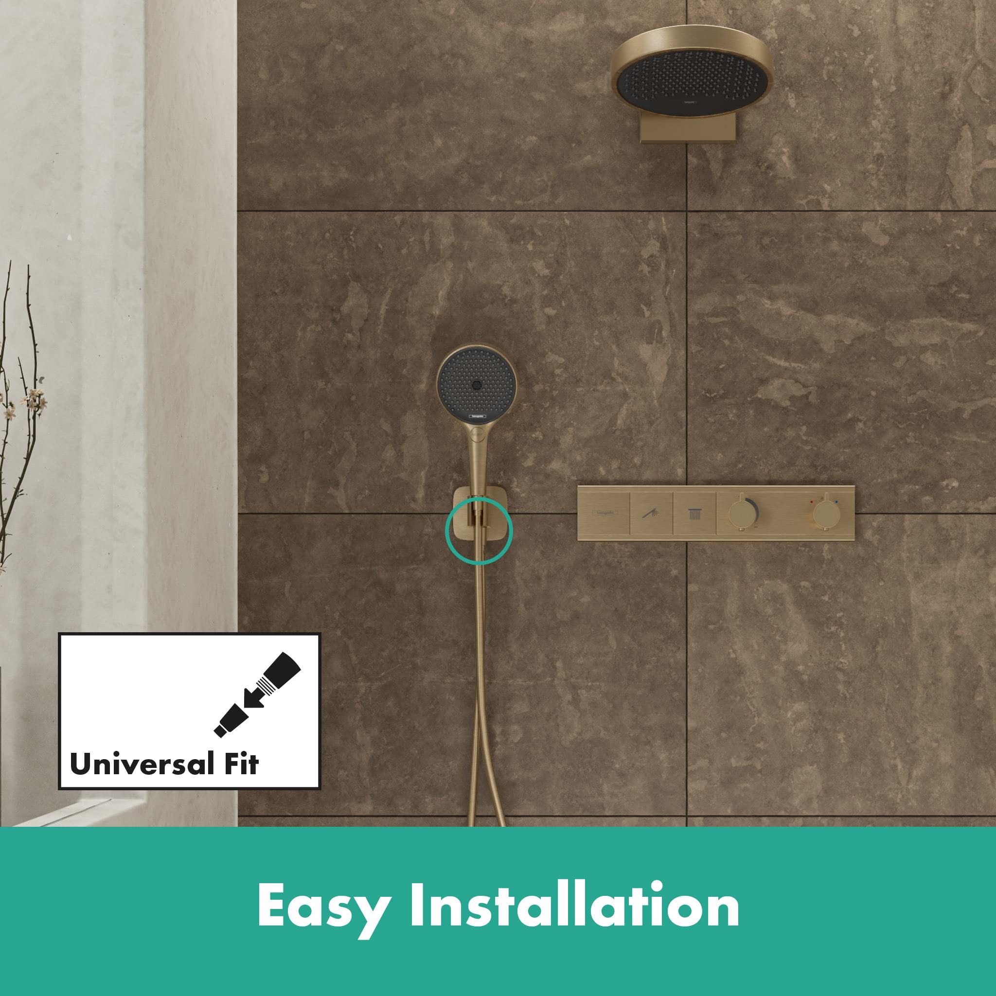 hansgrohe FixFit Q Przyłącze węża z uchwytem prysznicowym, Brąz Szczotkowany, 26887140