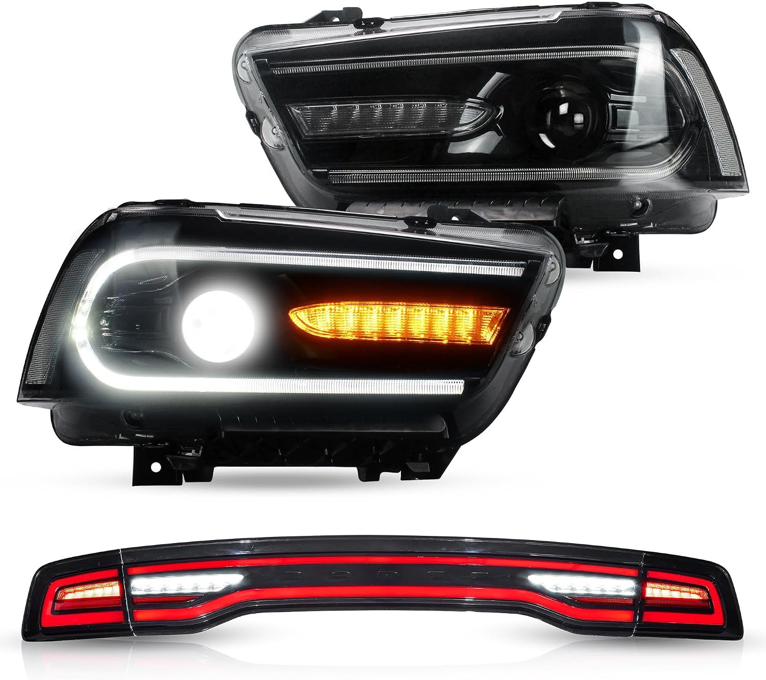 VLAND LED Headlights and Taillights For Dodge Charger 2011-2014, For Charger Pursuit/R/T Sedan/ SRT8/ SXT/SXT Plus/R
