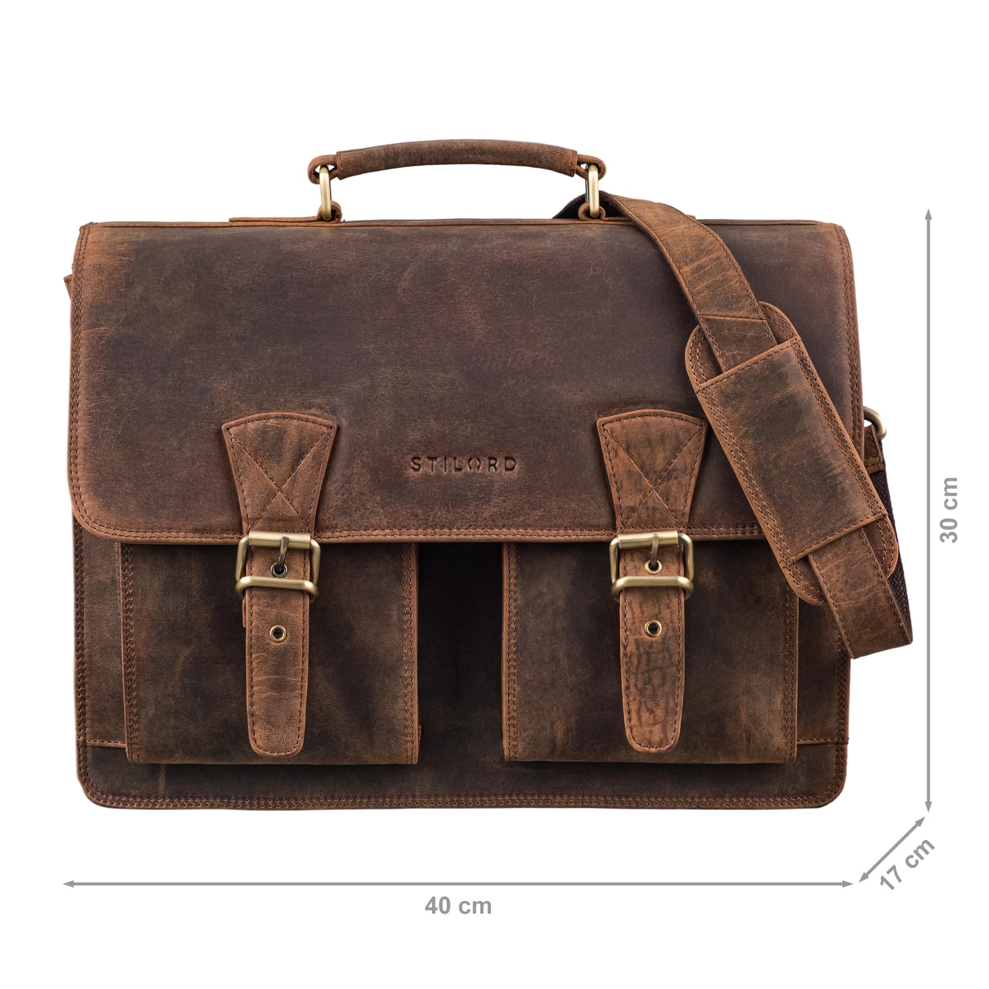 Stilord Jeffrey Genuine Leather Briefcase - PortaComputer Bag 15.6