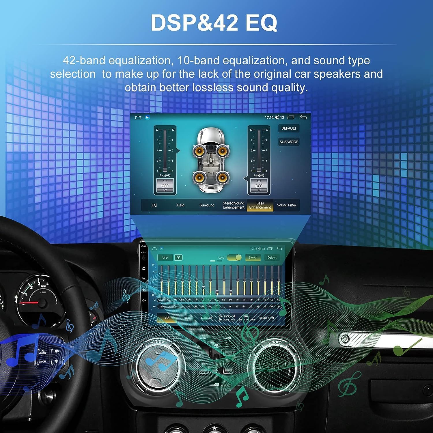 Android 13[4GB+32GB] Car Radio Stereo for Jeep Wrangler JK 2007-2018 with Wireless CarPlay Android Auto, 10 Inch Touch Screen Stereo Replacement with 5G WiFi GPS BT FM DSP SWC