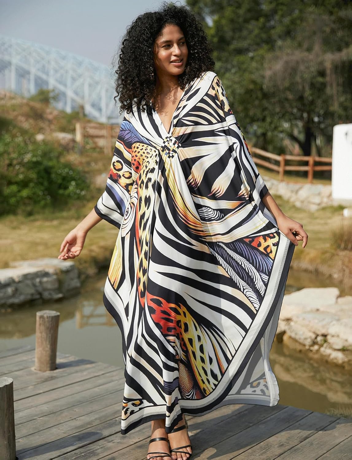 Kaftan Dress for Swimwear Women Plus Size Bathing Suit Cover Up Beach Robe - Image 4