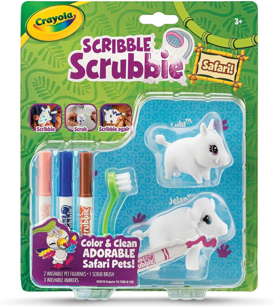 Crayola Scribble Scrubbie Safari Animals, Warthog and Buffalo, 2 Count, Creative Toy, Gift for Kids, Age 3, 4, 5, 6