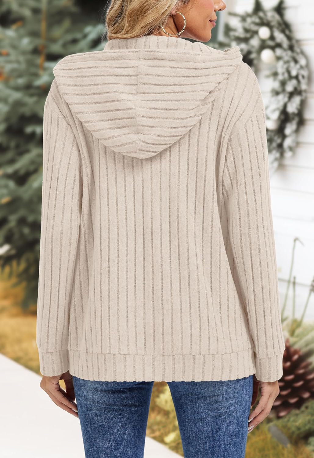 VIISHOW Womens Fall Lightweight Zip Up Hoodies Sweatshirts Comfy Loose Long Sleeve Sweatshirt Solid Color Jacket with Pockets - Image 4